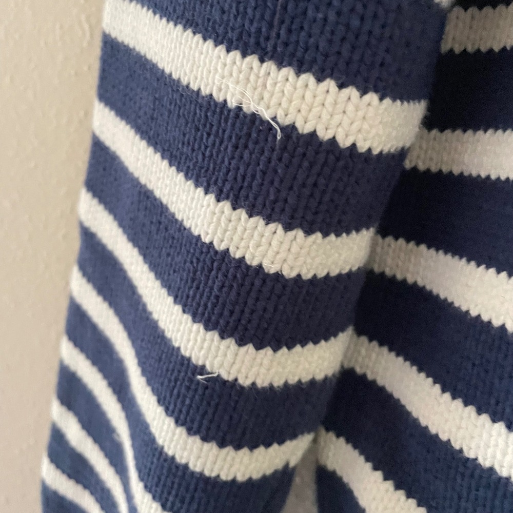 J. Crew Relaxed Pullover Sweater in Stripe Navy White Size Small - Picture 4 of 7